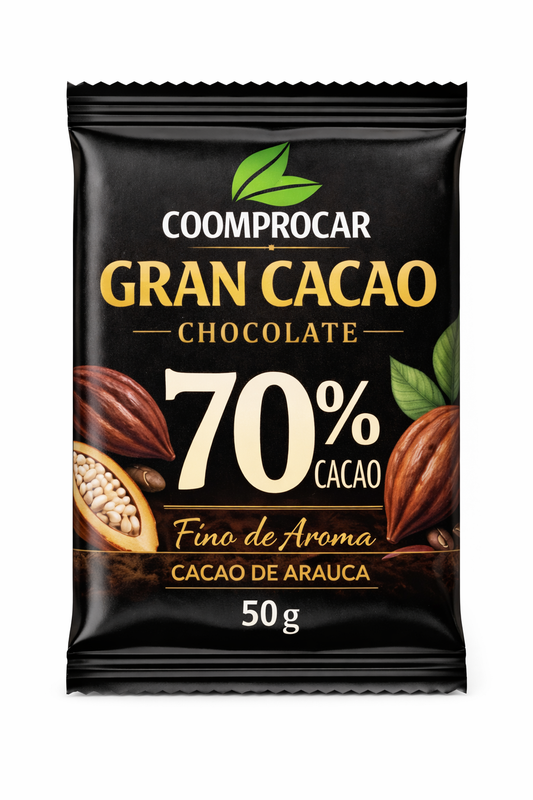 Chocolatina Semi-Amarga al 70% | 50 grs